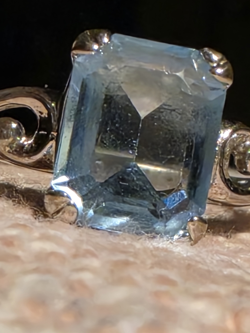 Avon Light Blue Square-Cut Ring with Silver-Tone Setting